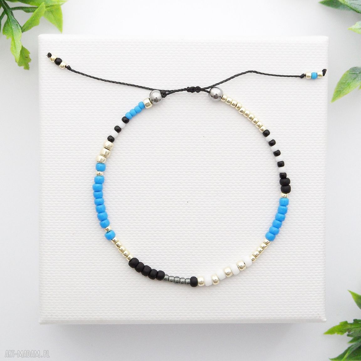 Bransoletka koralikowa Minimal Hematite - Blue and Silver