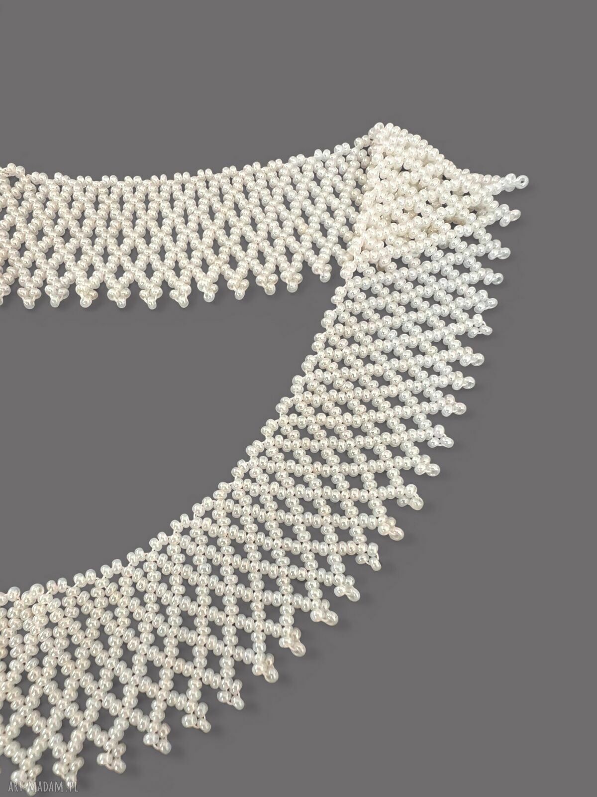 Naszyjnik koralikowy Kolia łemkowska krywulka - kołnierzyk ivory handmade