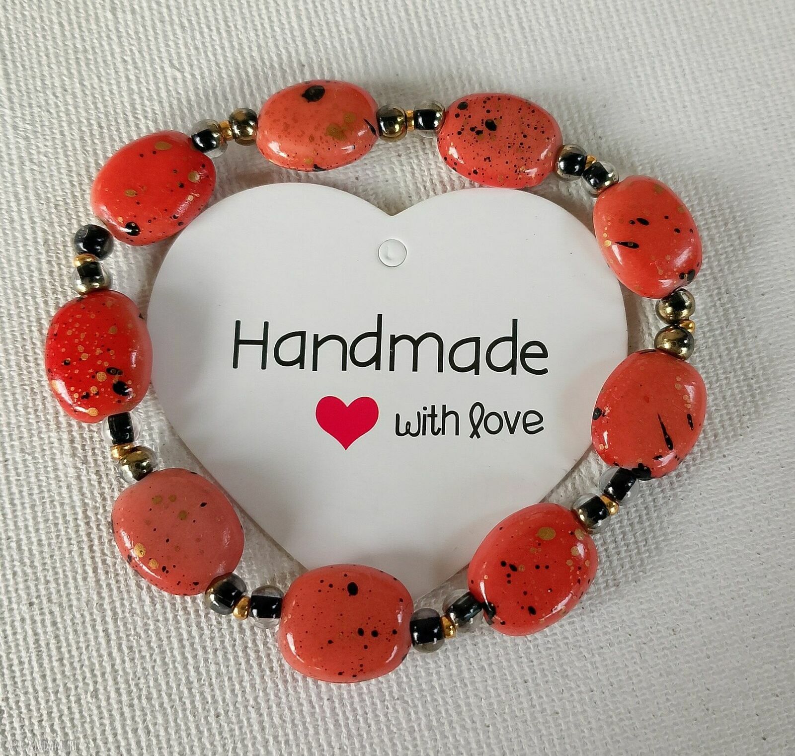 Bransoletka koralowa na gumce - handmade z koralików