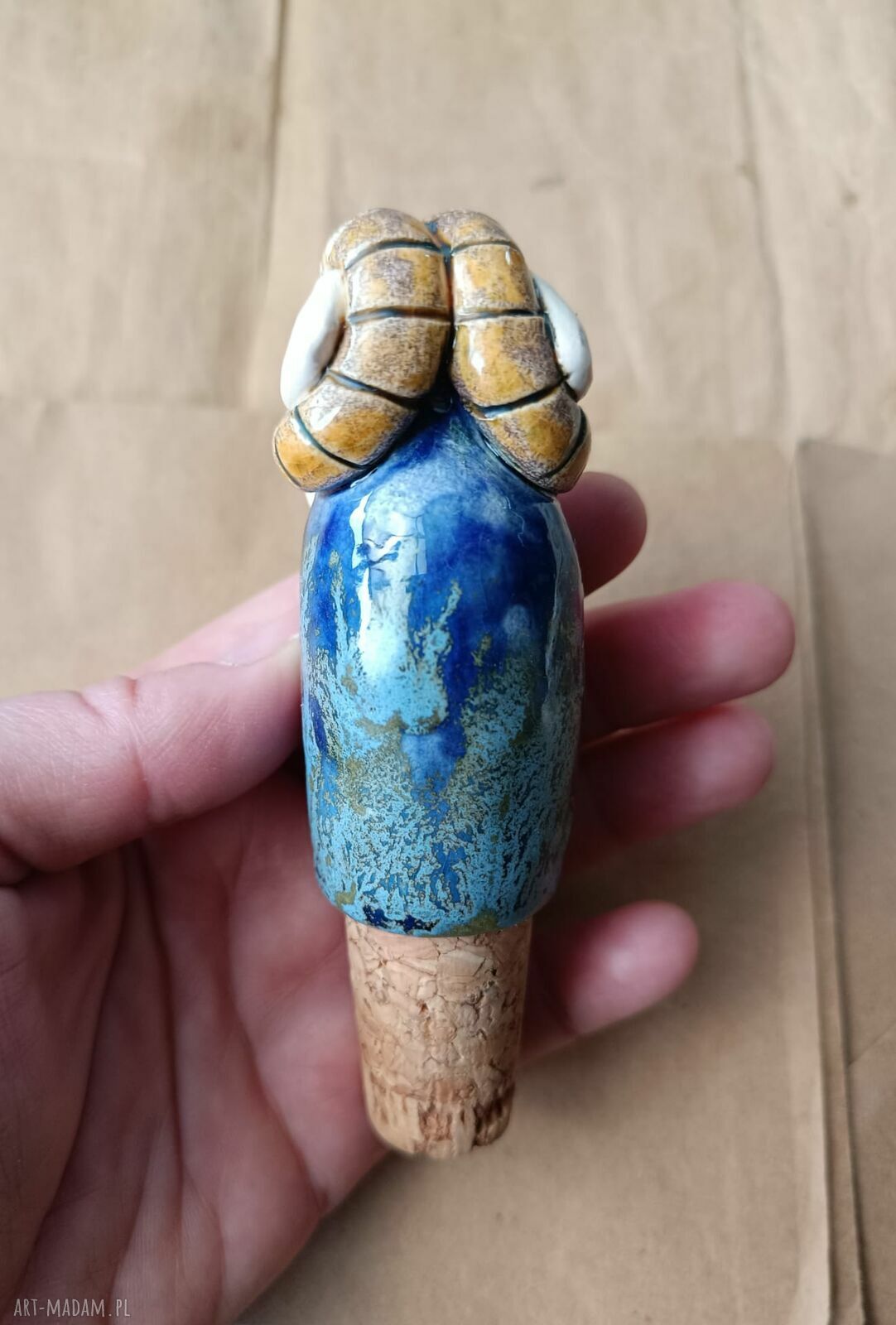 Korek do wina baran - ceramiczna nasadka vintage