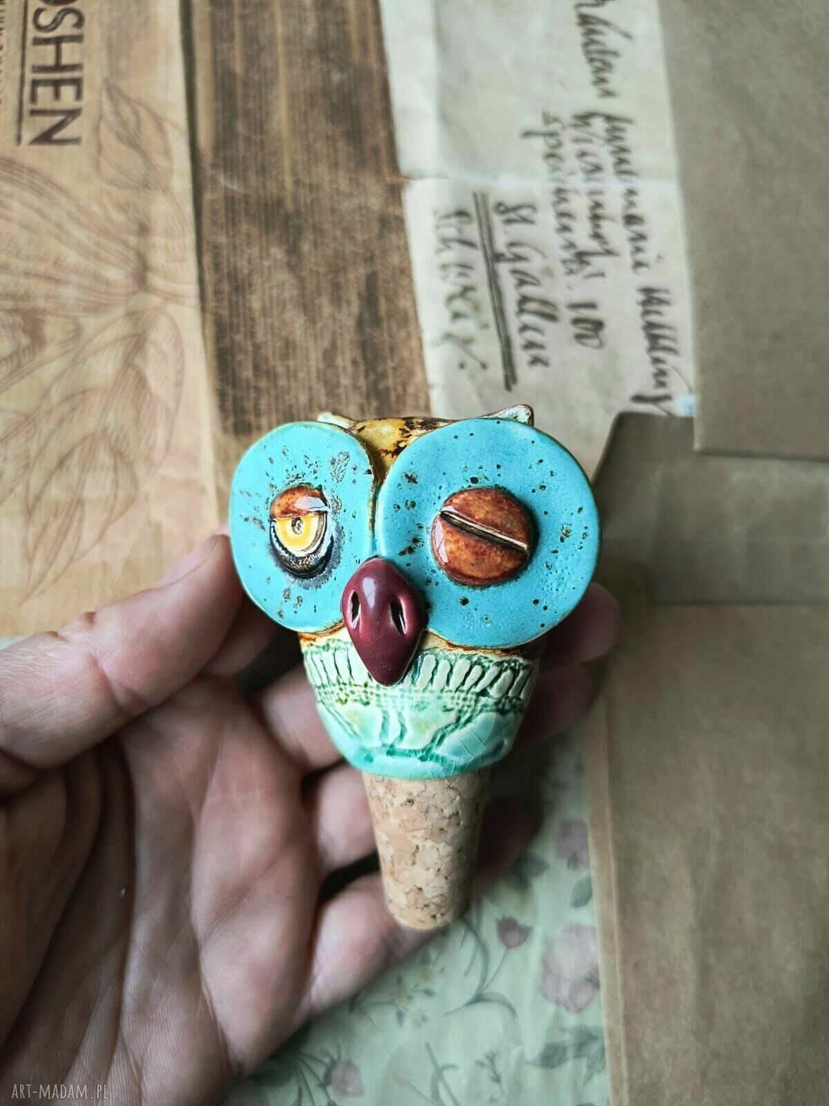 Korek do wina Sowa - ceramiczna zatyczka vintage