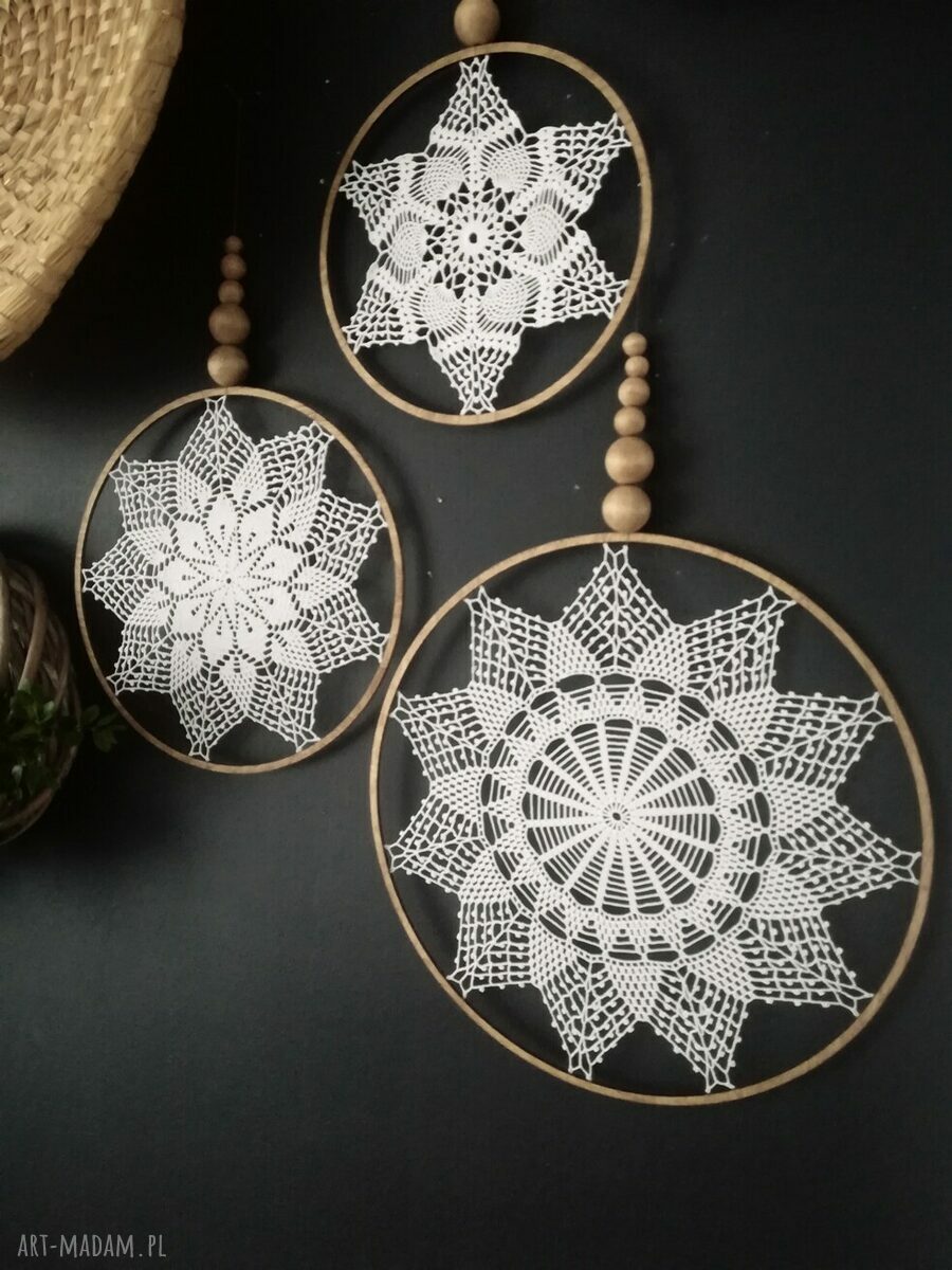 Handmade zestaw 3 Łapacz Snow dekoracja ścienna na zimowy klimat