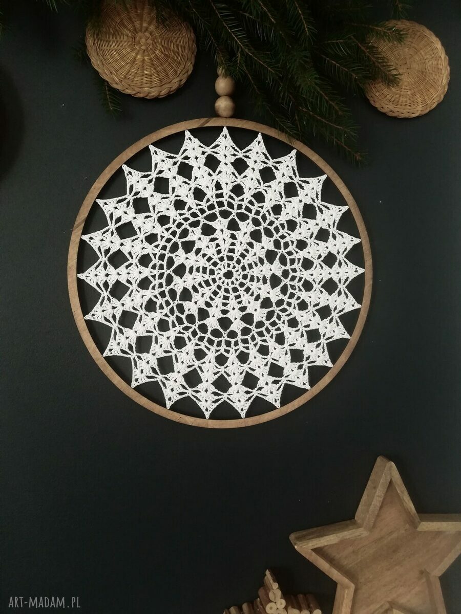 Łapacz snów Wooden Love prezent i dekoracja z motywem śniegu