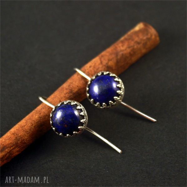 Kolczyki z oksydowanego srebra 925 i lapis lazuli „Koronki”