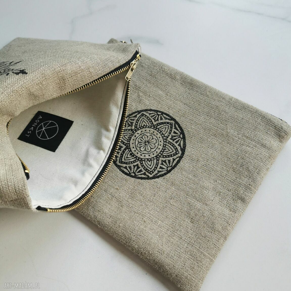 Kosmetyczka lniana etui z wzorem drzewa figowego (18x23 cm)