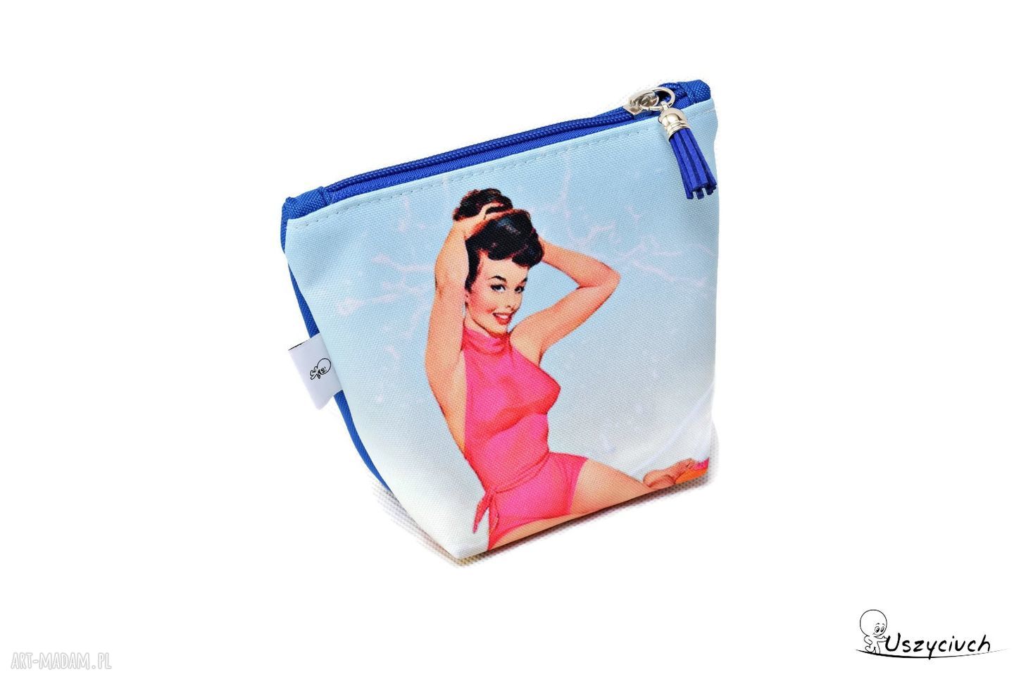 Pojemna, wodoodporna kosmetyczka Pin Up Girl w niebieskim kolorze