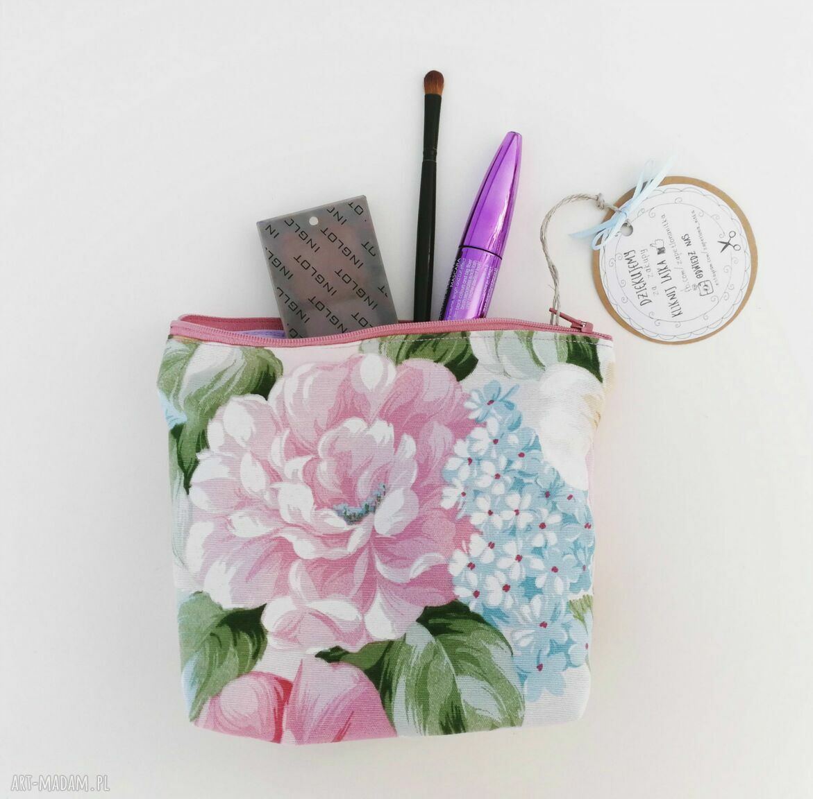 Kosmetyczka-saszetka Vintage Kwiaty - organizer na kosmetyki