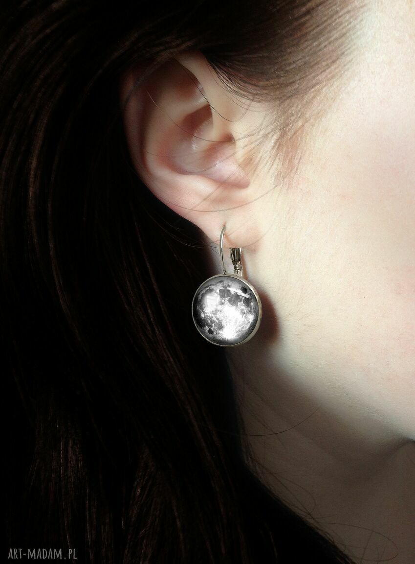 kolczyki: Pełnia Księżyca duże kolczyki wiszące Ręczne wykonanie