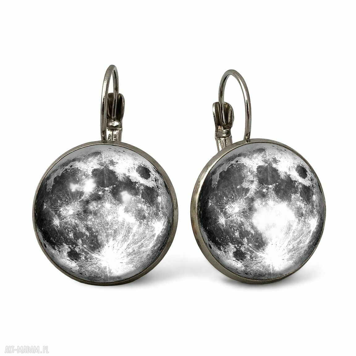 Pełnia księżyca duże kolczyki wiszące księżyc kosmos prezent