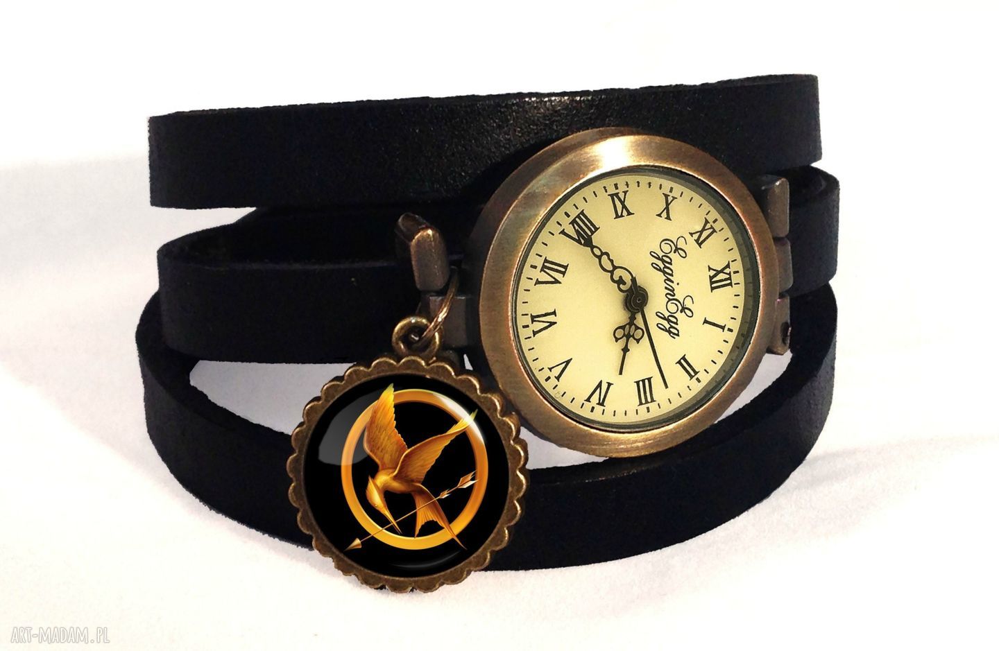 Kosogłos zegarek bransoletka skórzanym pasku igrzyska śmierci