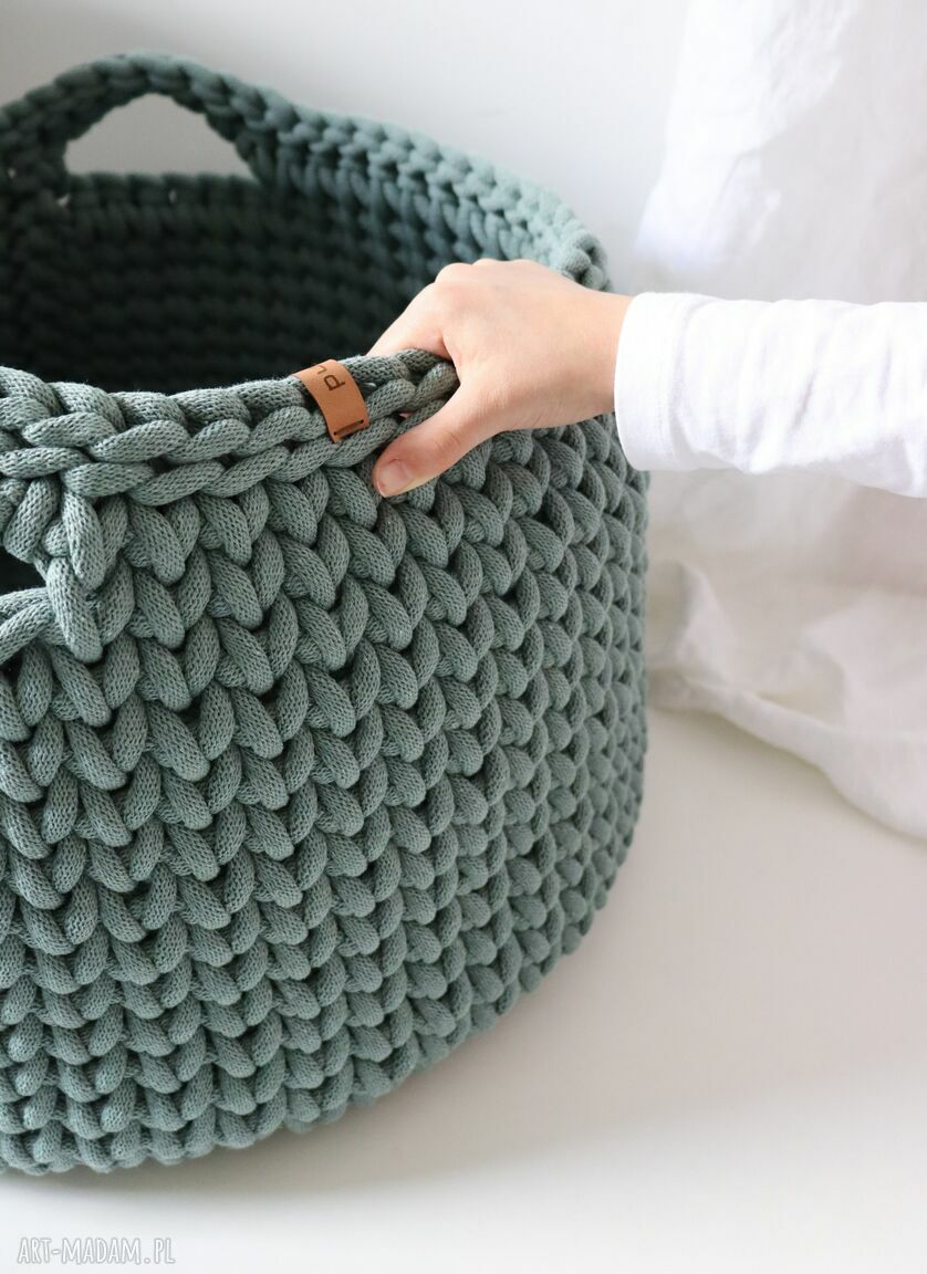 Kosz boho XXL z grubego sznurka lawurowy, duży na zabawki | art Madam.pl