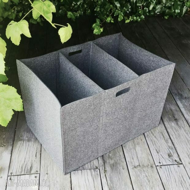 Kosz z filcu XXL - jasny szary - z przegrodami