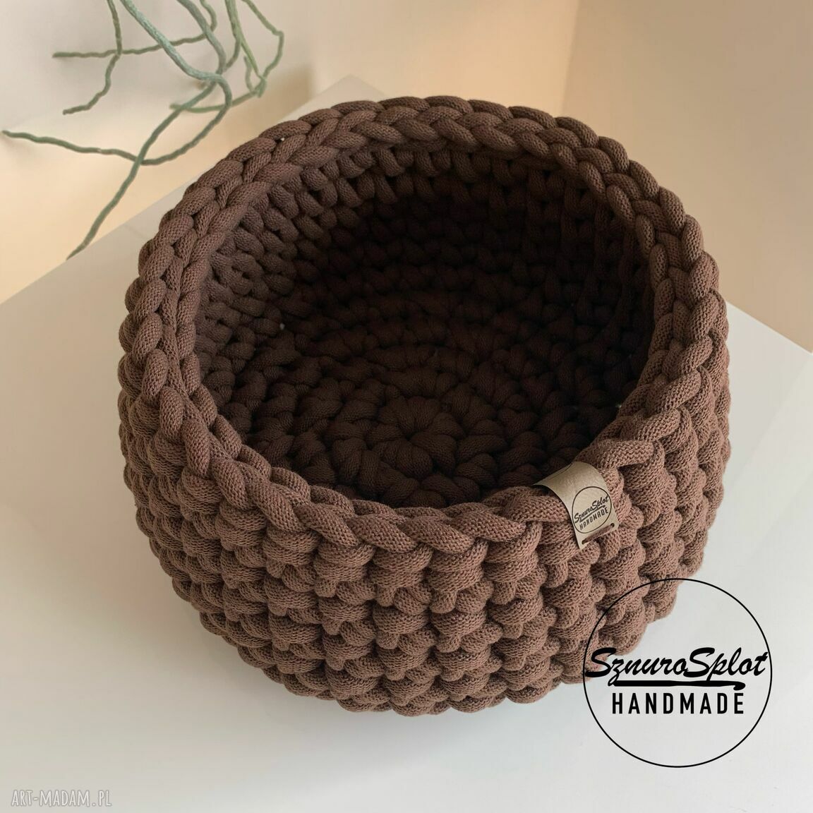 Kosz z grubego sznurka bawełnianego 30x16 cm - boho organizer do domu