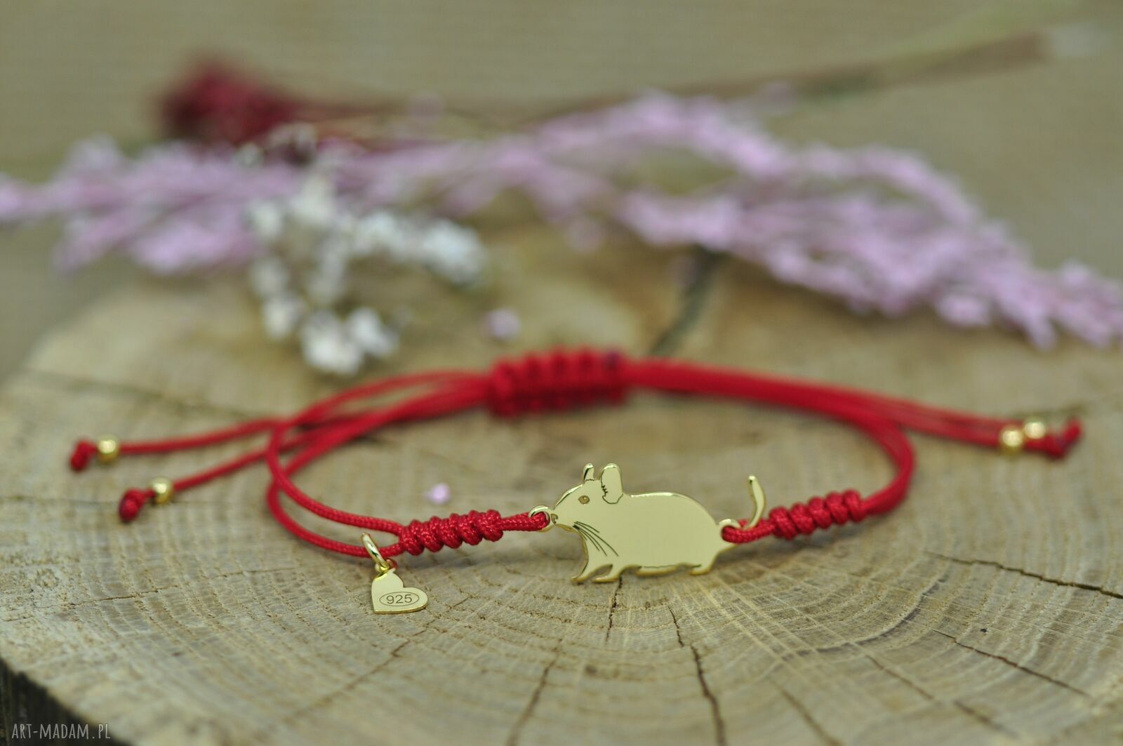 Bransoletka koszatniczka z srebra 925 pozłacanego - na szczęście