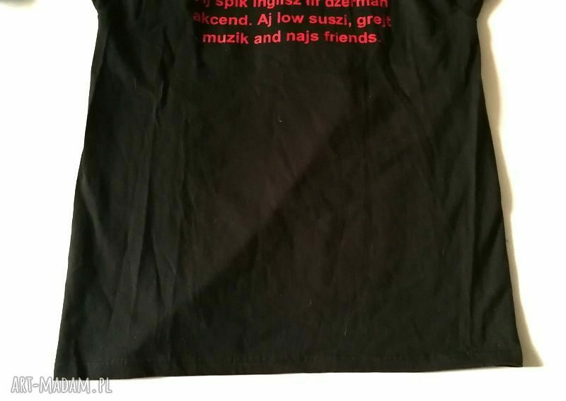 Ręcznie zdobiona koszulka męska bawełniana etno boho z czerwonym nadrukiem