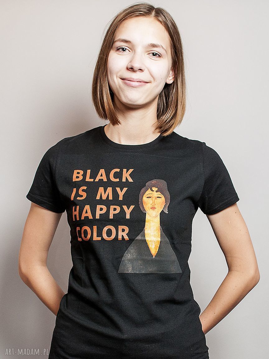 Koszulka damska Black is my happy color - 100% bawełna i sitodruk