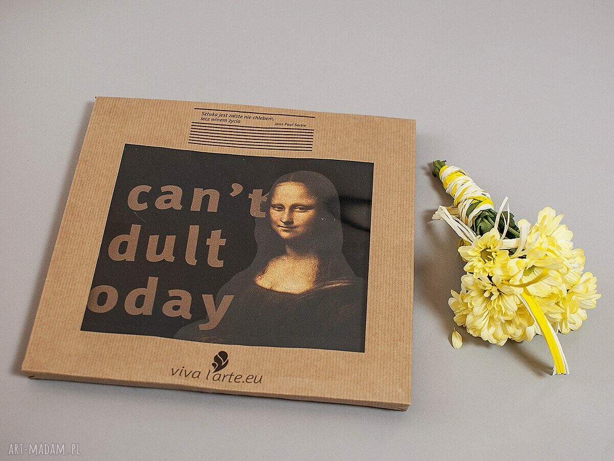 Koszulka T-shirt „I can't adult today” z motywem Mony Lisy (sitodruk)