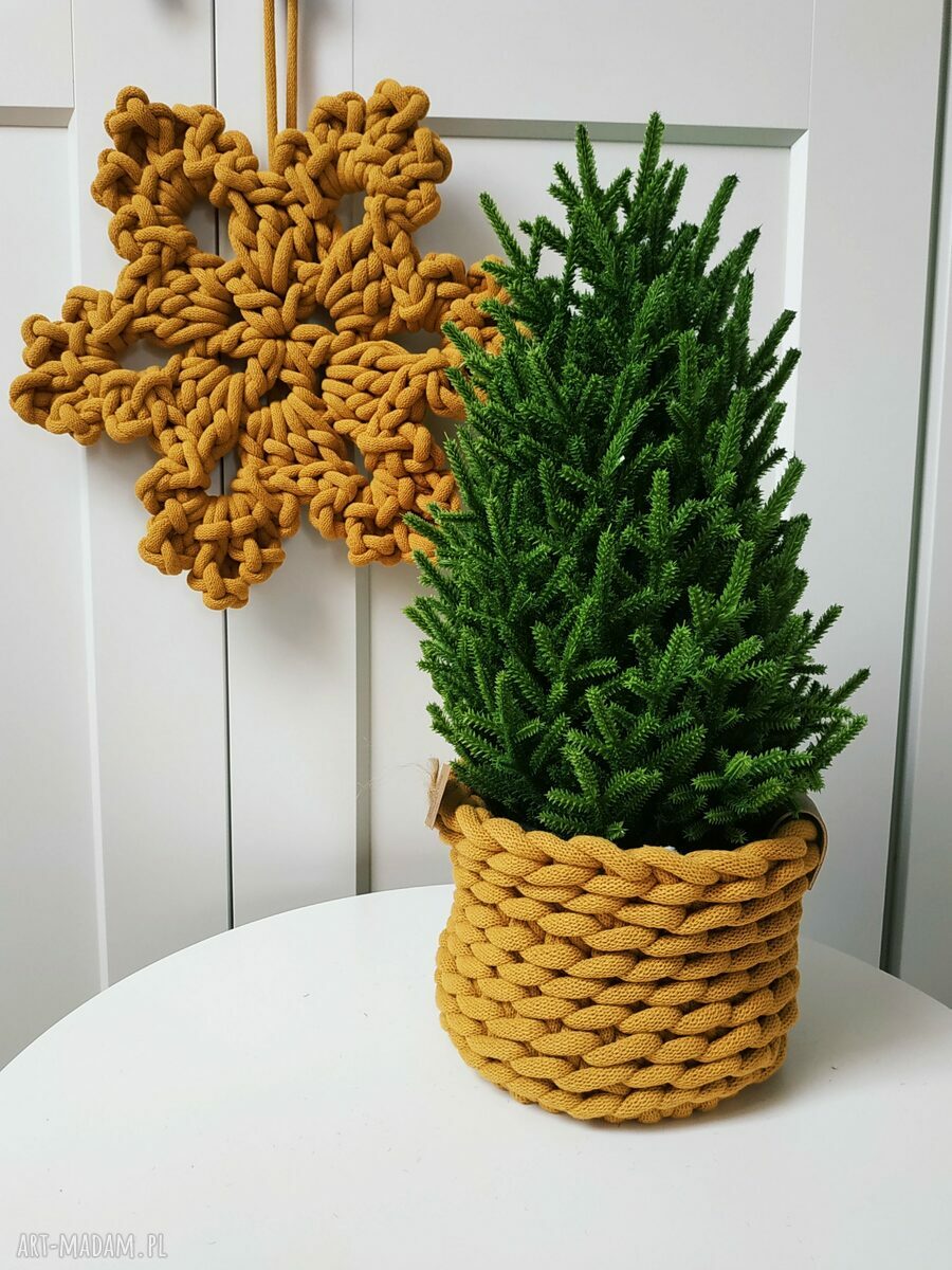 Koszyk na choinkę z bawełnianego sznurka - handmade Babemi Love (WAVE)