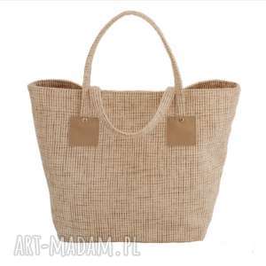 37-0002 beżowo-biała torebka shopper bag 3w1 ekologiczna