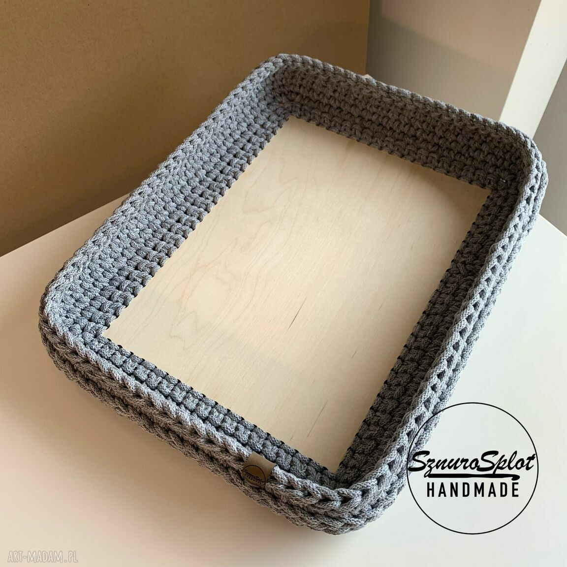 Taca-koszyk 30 x 40 cm z uchwytami - boho handmade