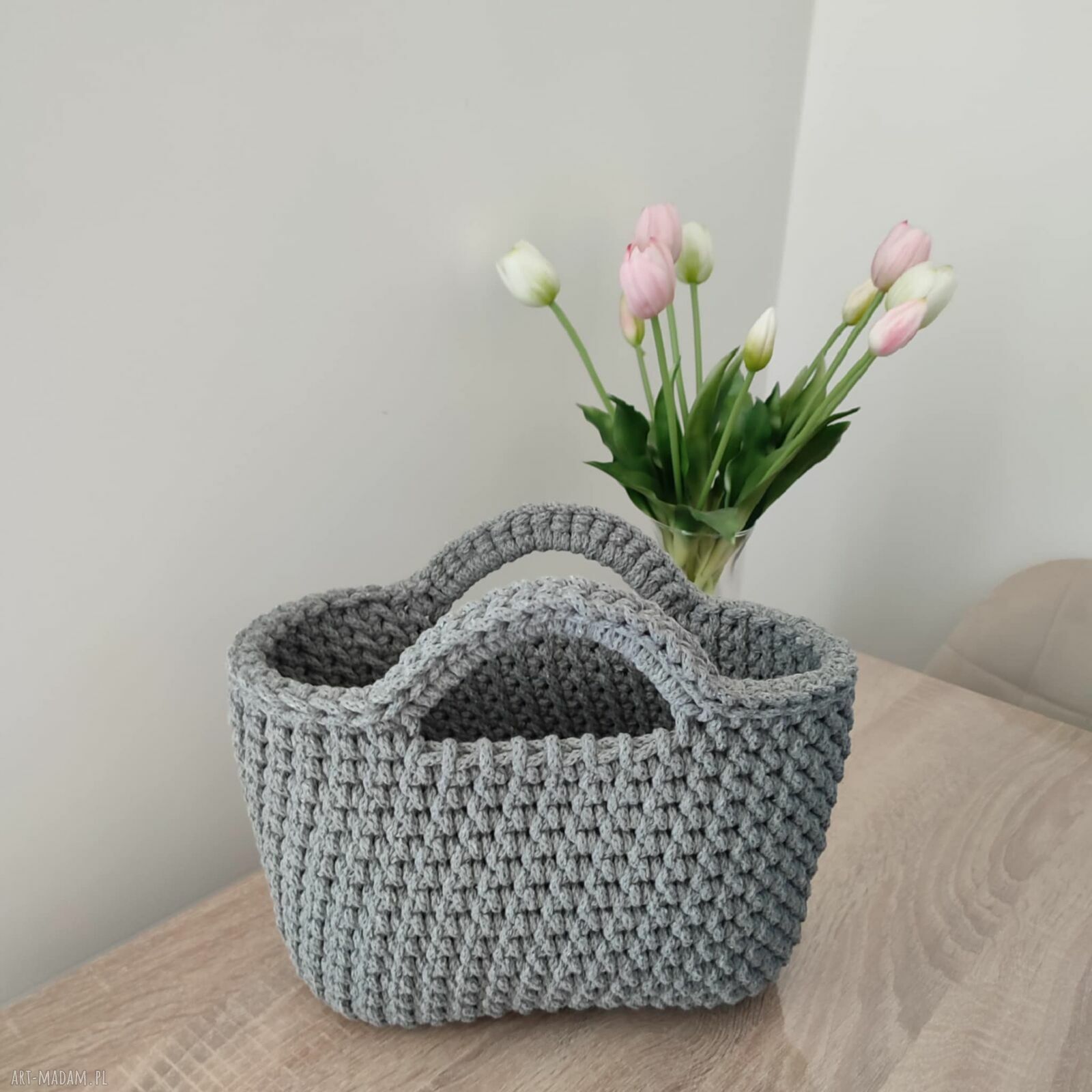 Koszyk - torba do ręki szydełkowa ze sznurka 25x20 cm