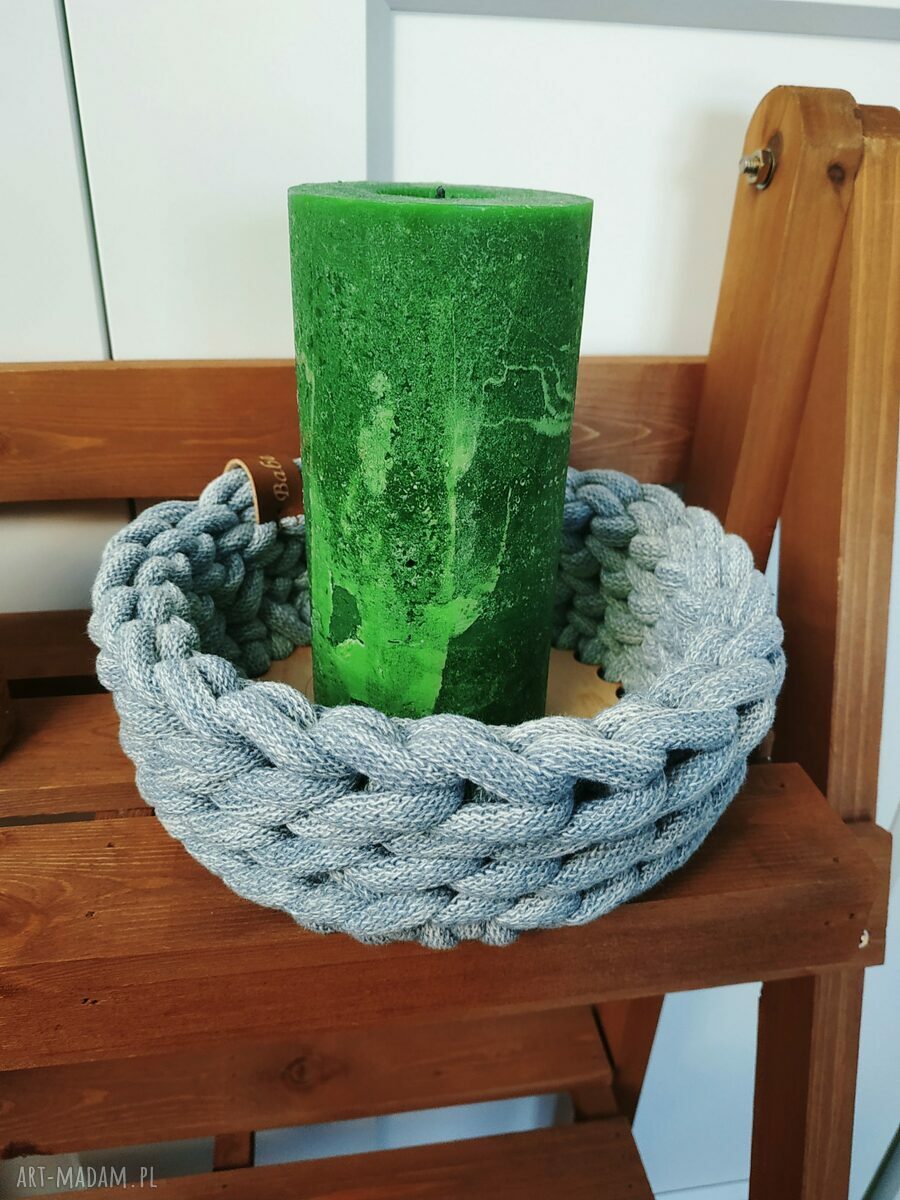 Koszyk Wave Vintage biało-szary - mały koszyczek handmade