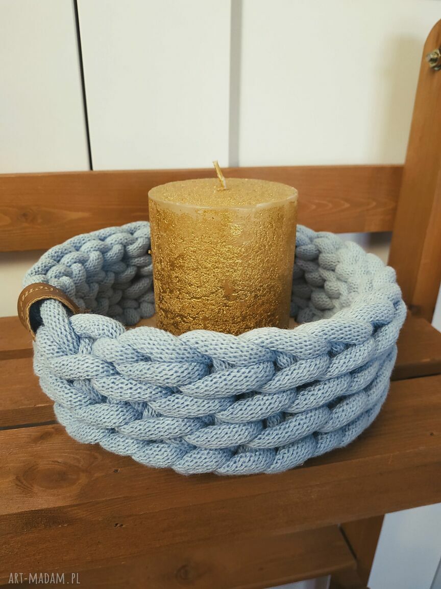 Koszyk Wave Vintage biało-szary - mały koszyczek handmade