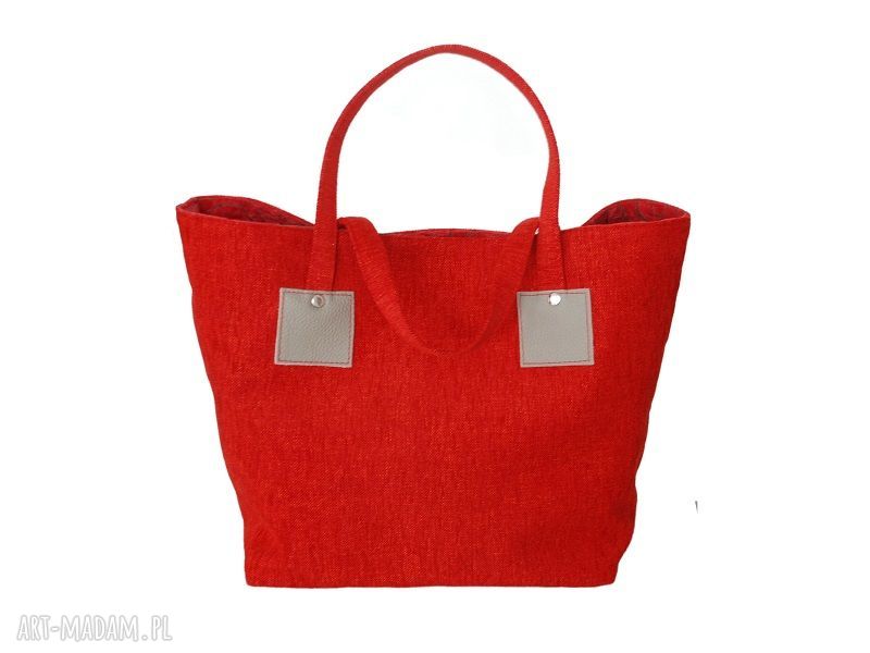 Czerwona shopper bag 3w1 - ekologiczna torebka na zakupy A4, ręcznie robiona