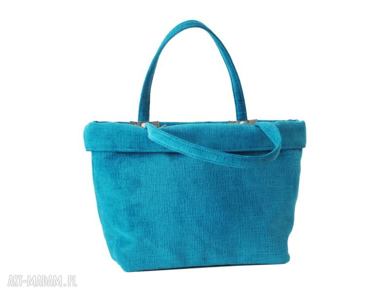 Turkusowa torebka shopper - ekologiczna, ręcznie robiona torba na zakupy