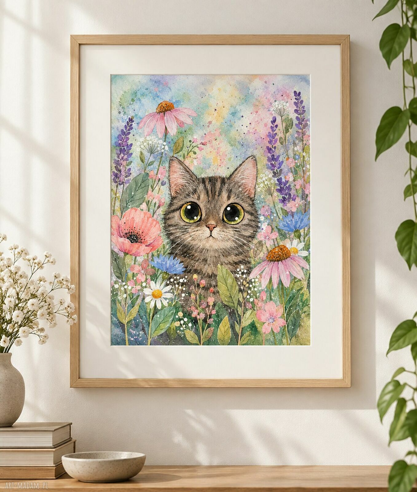 Kot - akwarelowy plakat 50x70 cm
