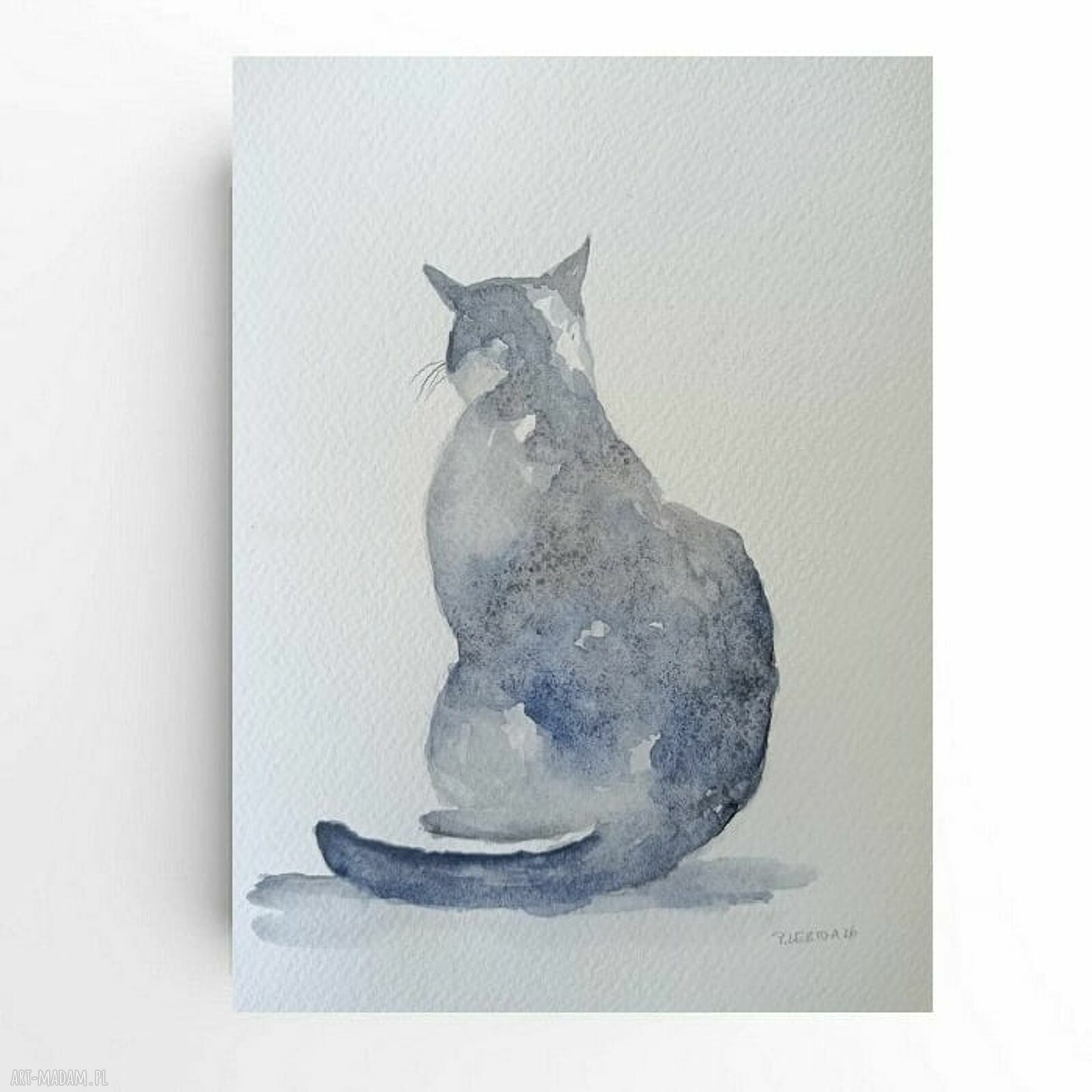 Kot - akwarela 24 x 18 cm oryginalny obraz bez ramy