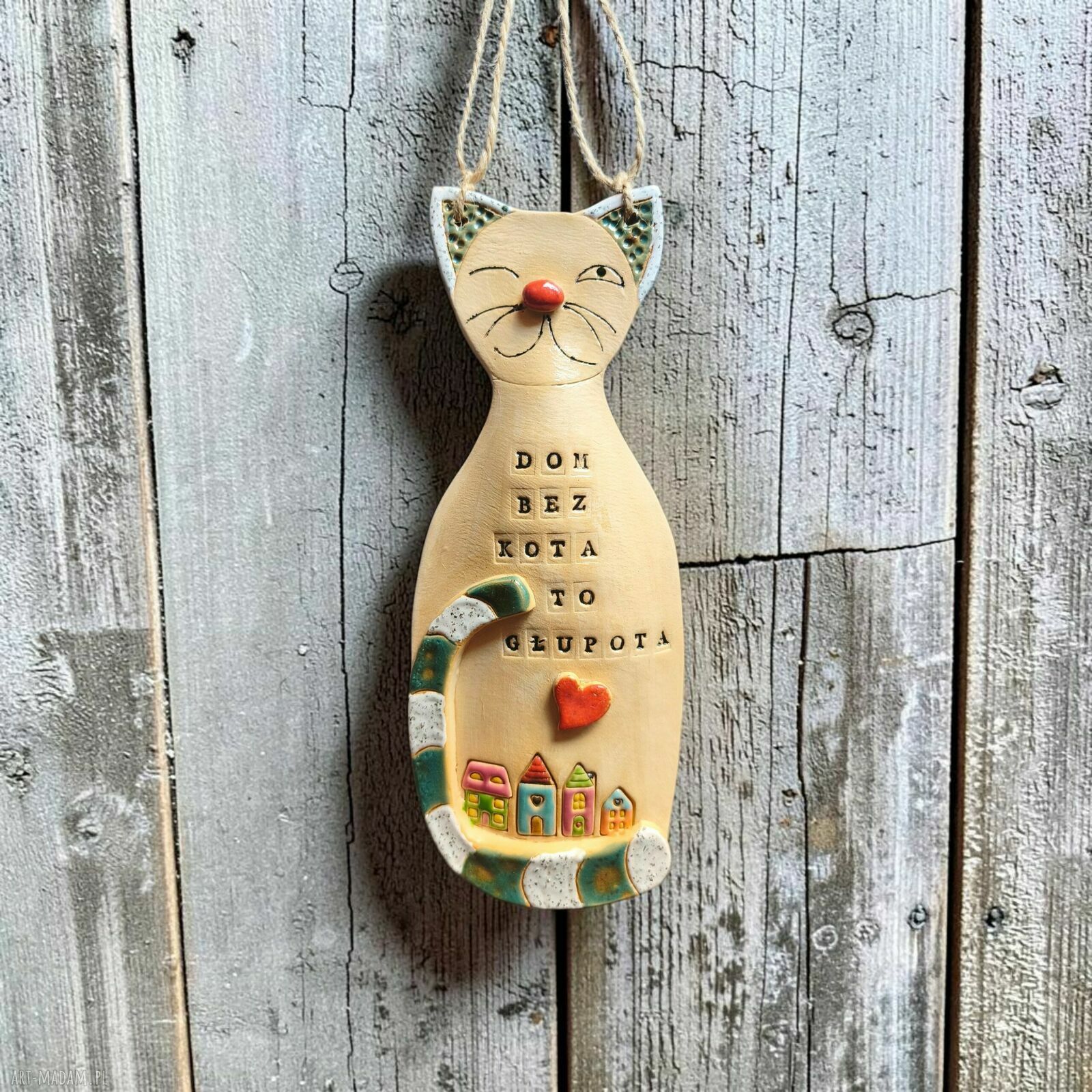 Kot ceramiczny do powieszenia - ceramiczna dekoracja domu