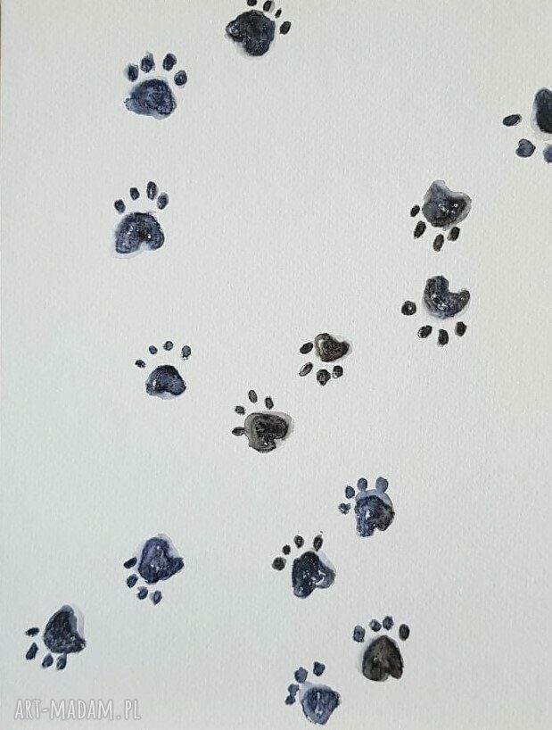 Komplet 2 akwarel z kotem i łapami - 18x24 cm każda
