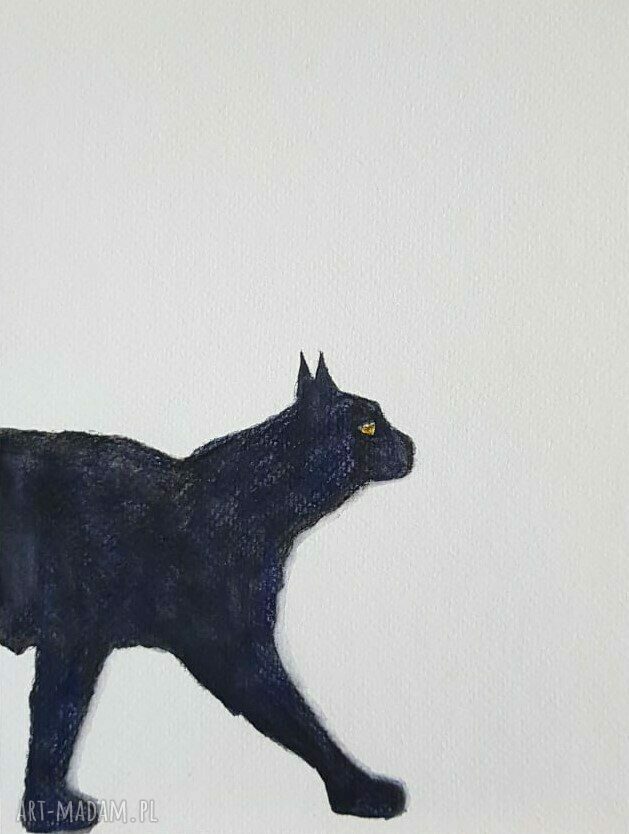 Komplet 2 akwarel z kotem i łapami - 18x24 cm każda
