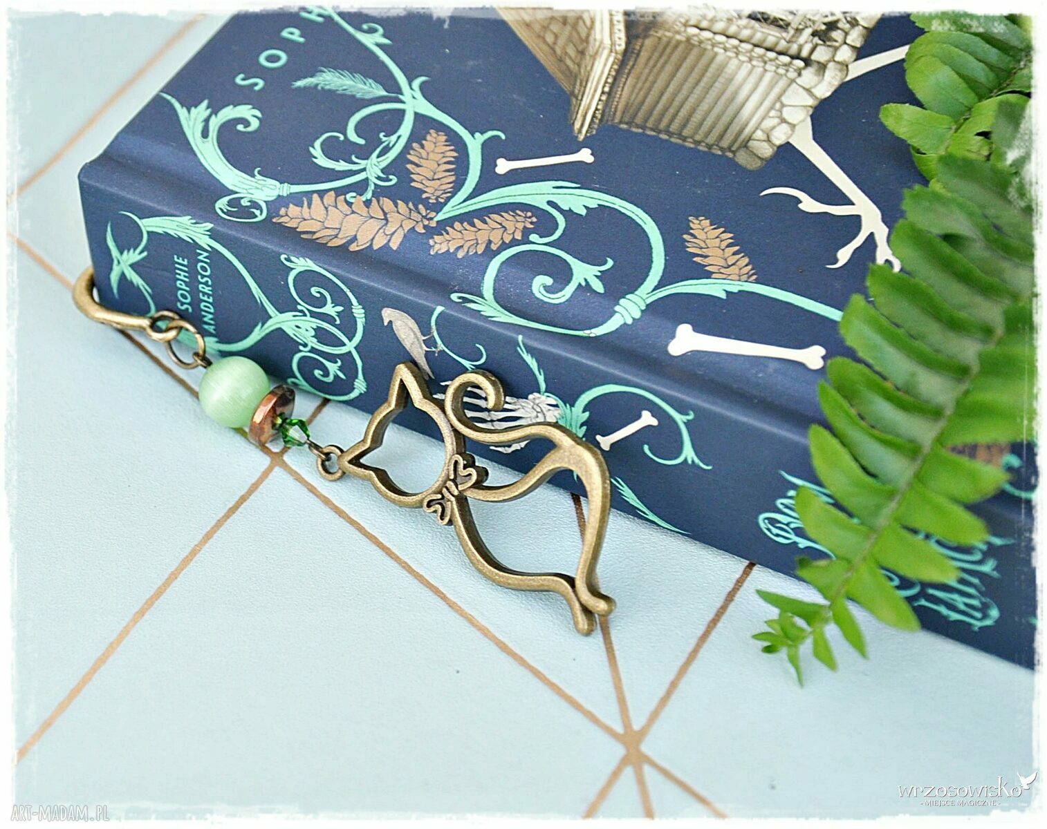 Kot Elegant vintage zakładka dla Kociary handmade