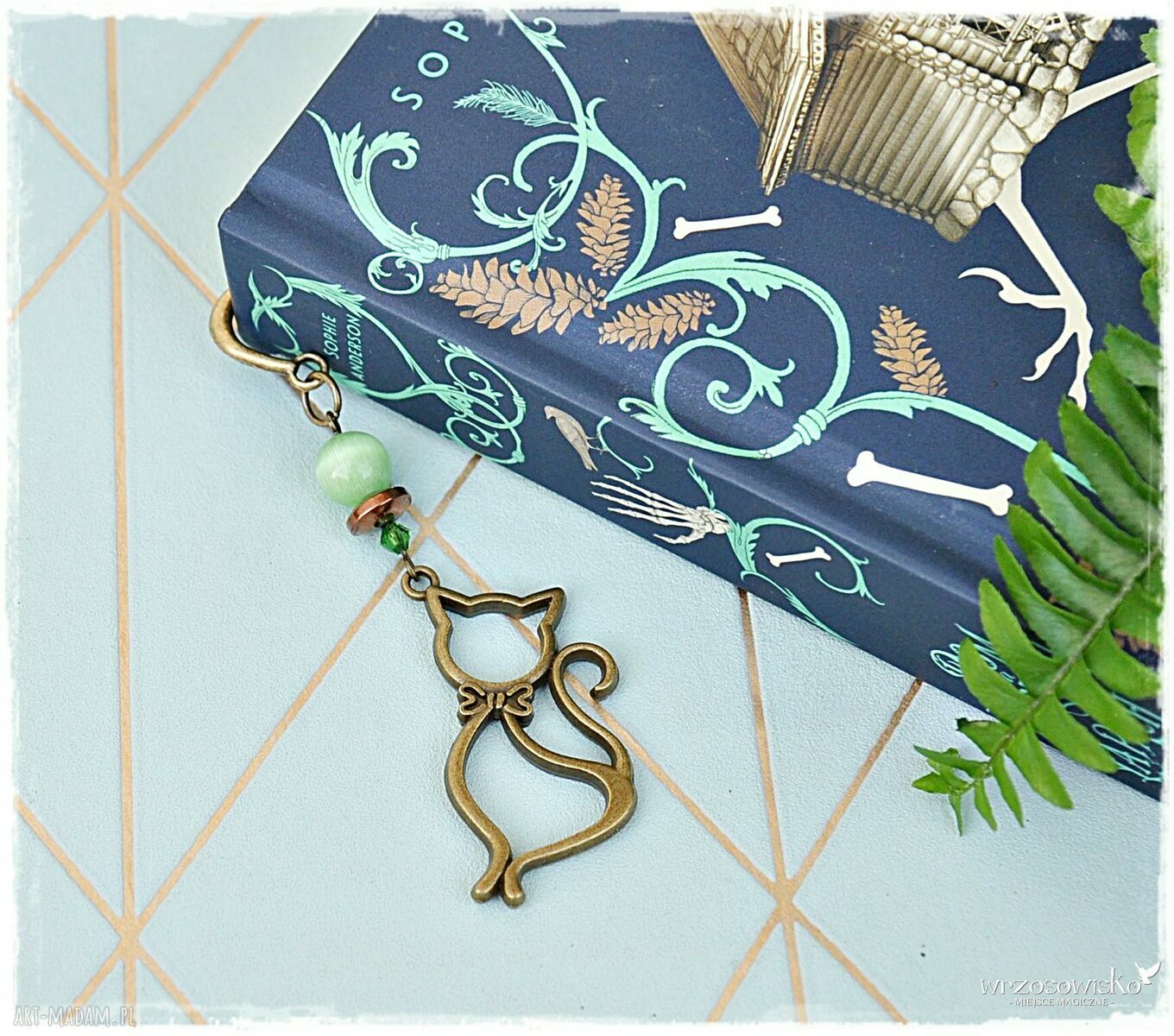 Kot Elegant vintage zakładka dla Kociary handmade
