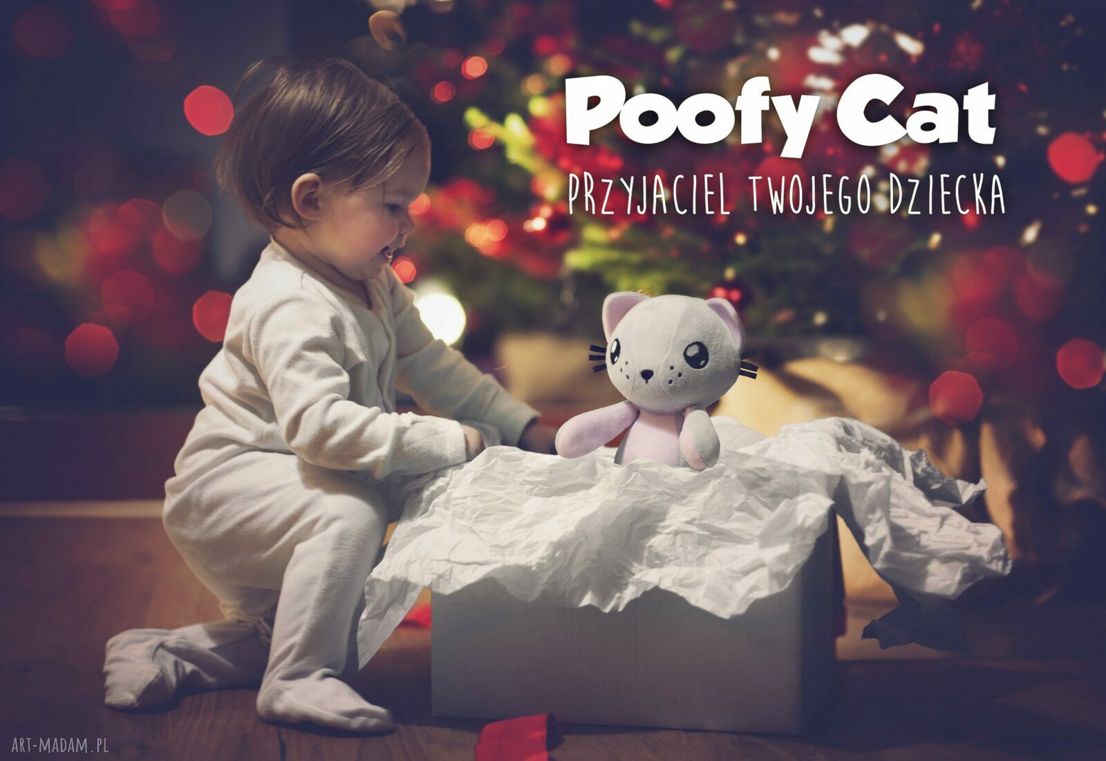 Kot przytulanka - Poofy Cat PLUSHEE szaro-błękitny