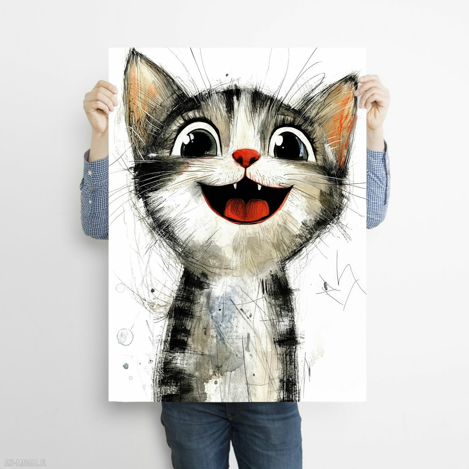 Kot rysunkowy - plakat A3 dla kociarza