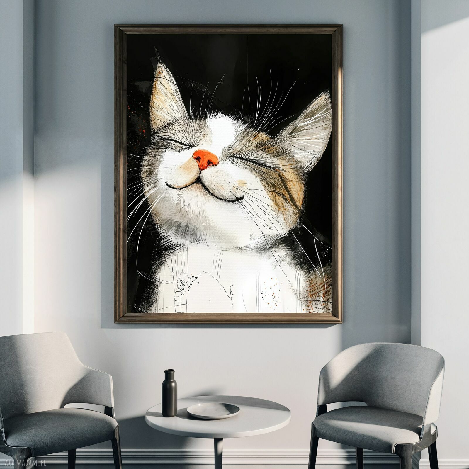 Kot Rysunkowy 9 - grafika na plakat A3
