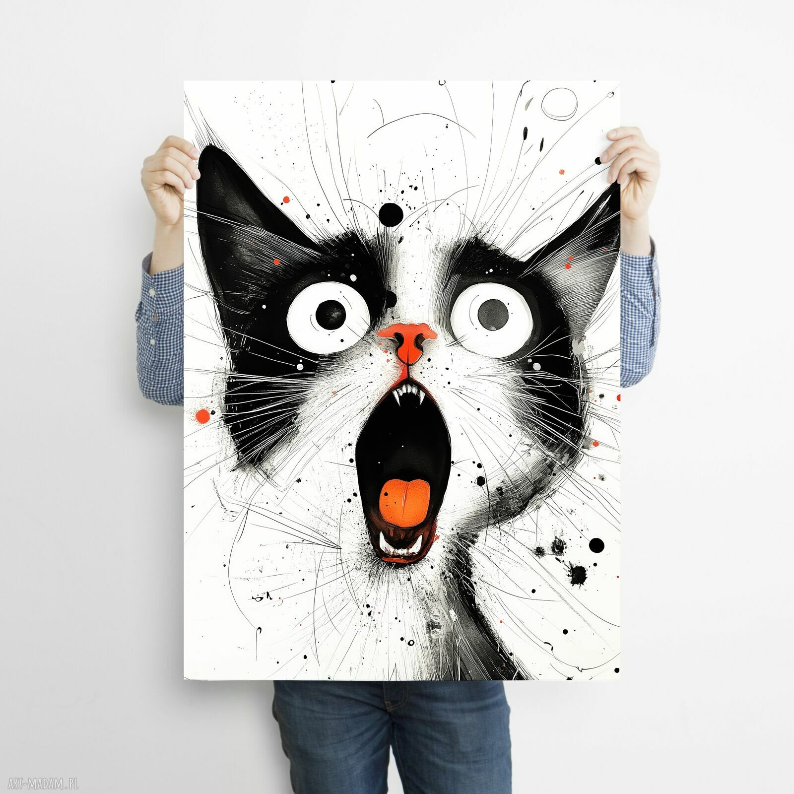 Kot Rysunkowy 3 - grafika w formacie A3 na plakat dla kociarza (bez ramki)