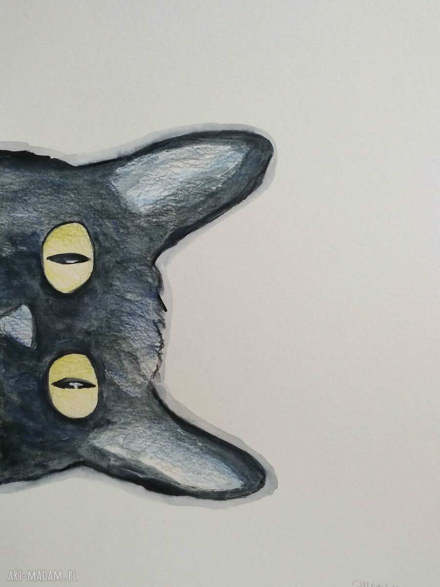 Kotek - abstrakcja, akwarela w formacie 21 x 28 cm