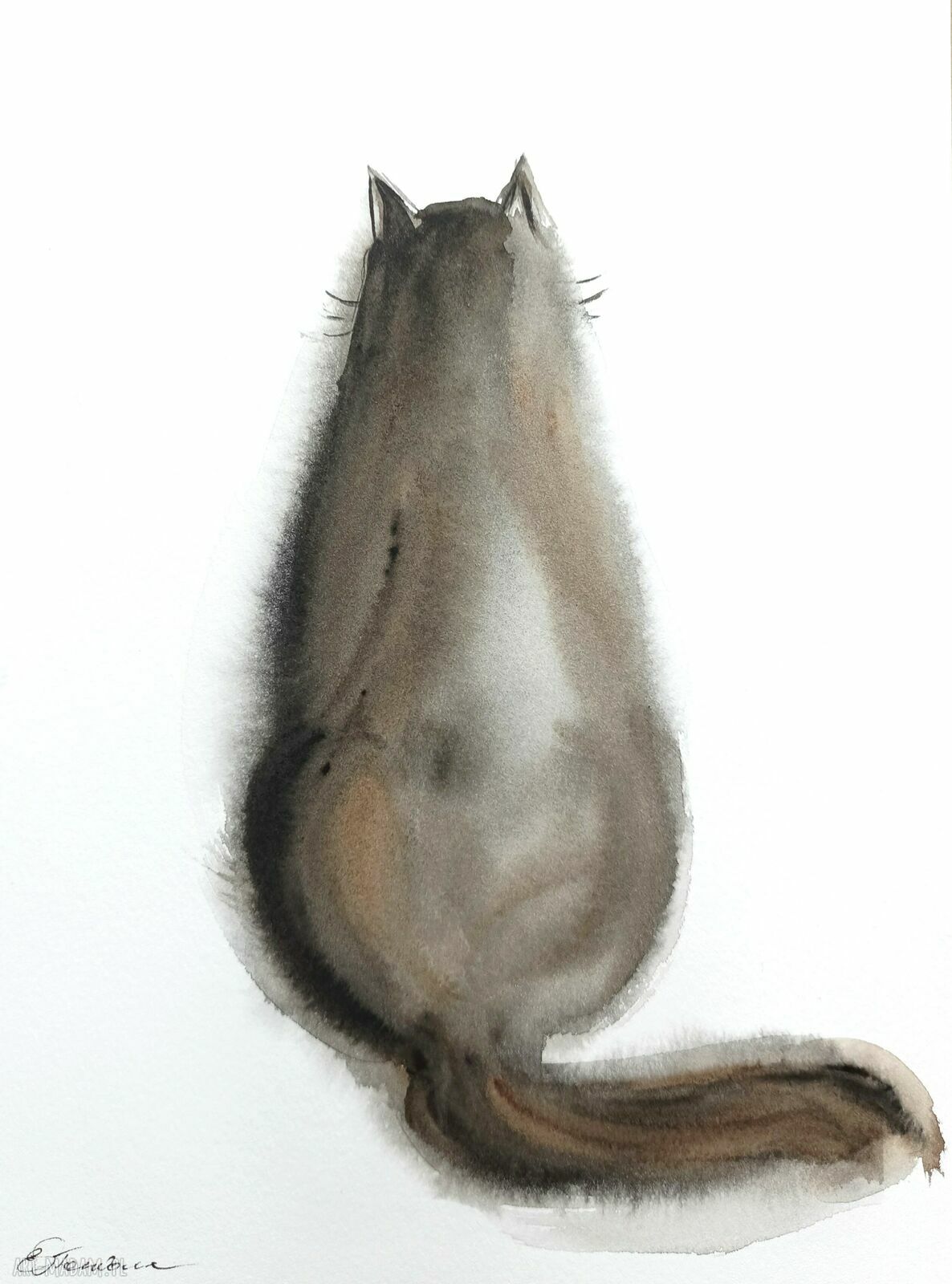 Kotek - akwarela, obraz kota 19x26 cm bez ramki