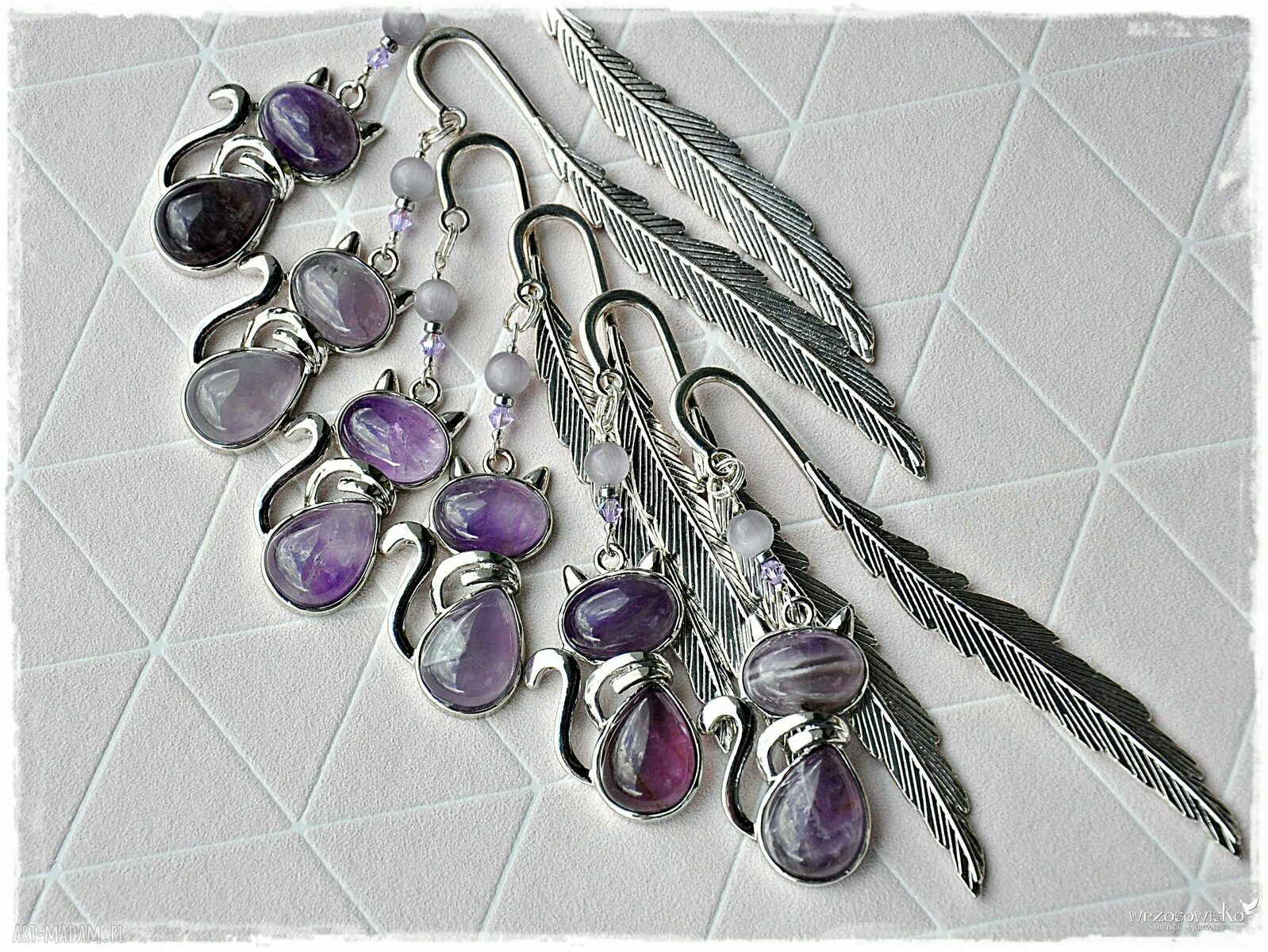 AMetystowy Kot zakładka do książki handmade