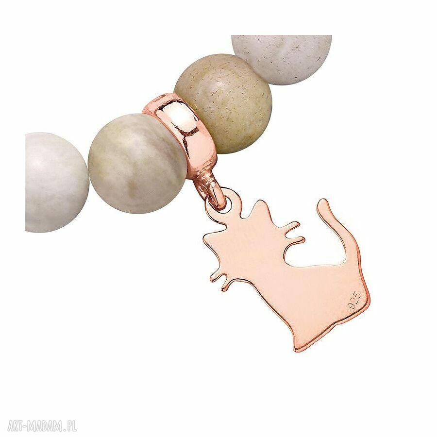 bransoletki: CIELISTA BRANSOLETKA Z KOTKIEM Z RÓŻOWEGO ZŁOTA Ręcznie wykonane