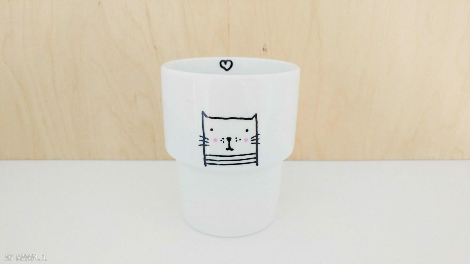 kubek bez ucha meow ręcznie wykonane