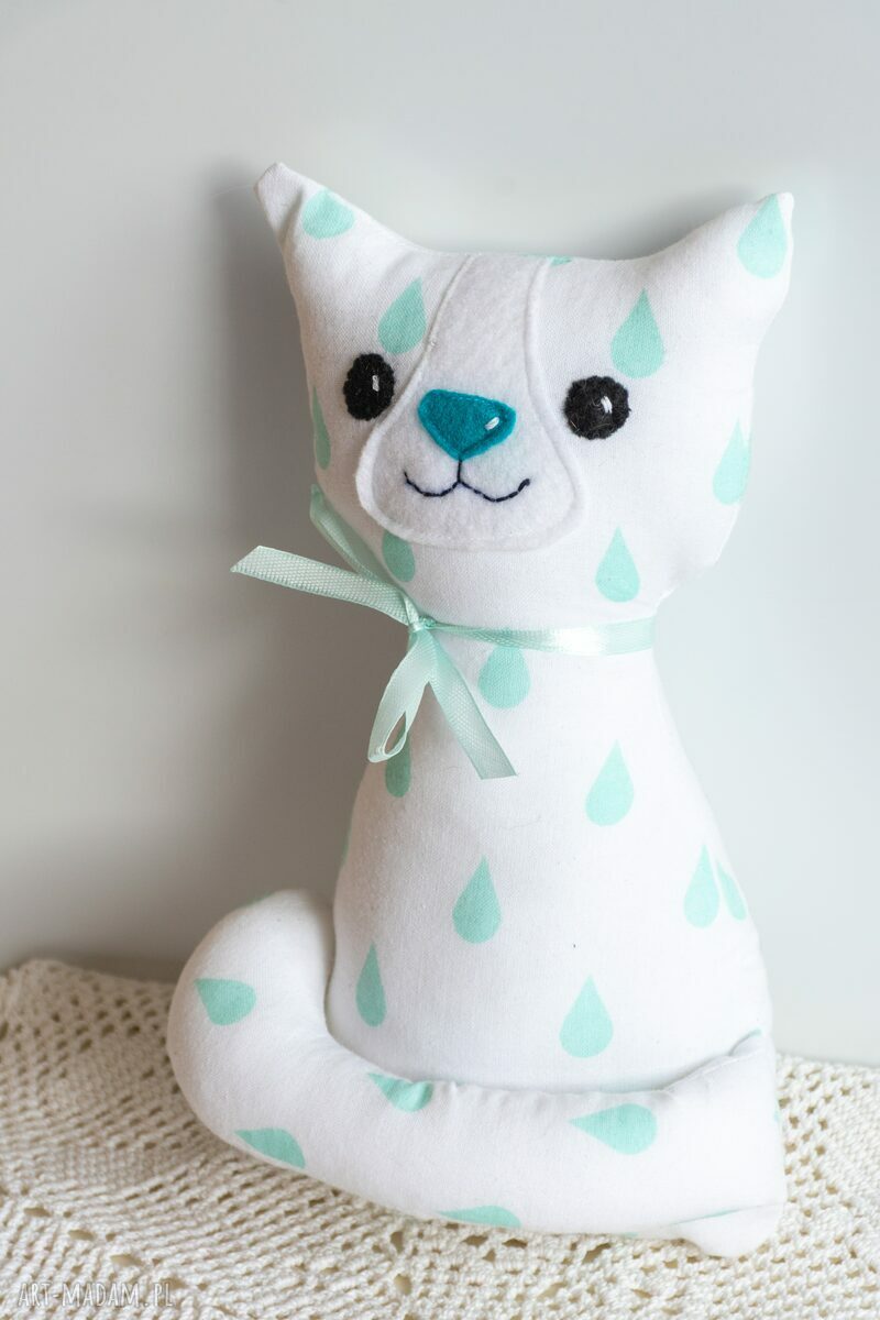 Kotek Torebkowy Turkusek 25 cm - ręcznie wyszywana maskotka
