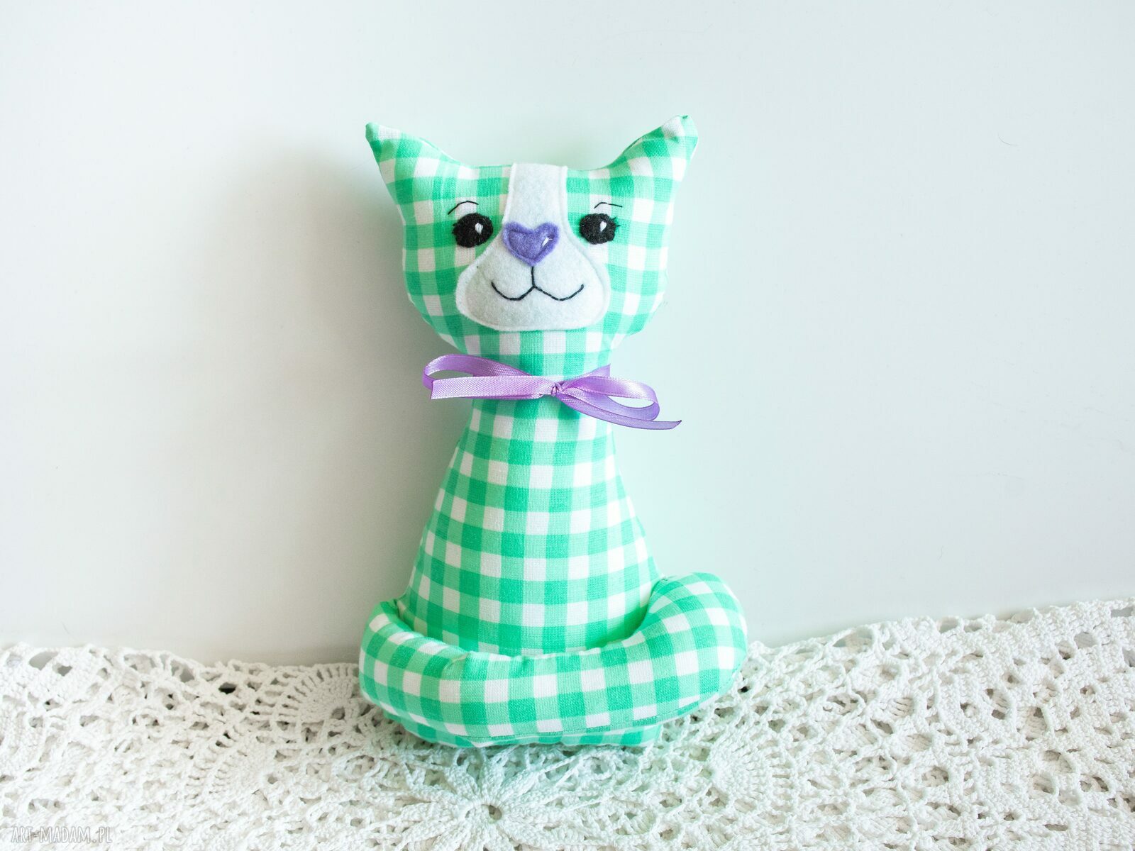 Kotek Torebkowy Tomuś - ręcznie szyta maskotka 25 cm dla kociary