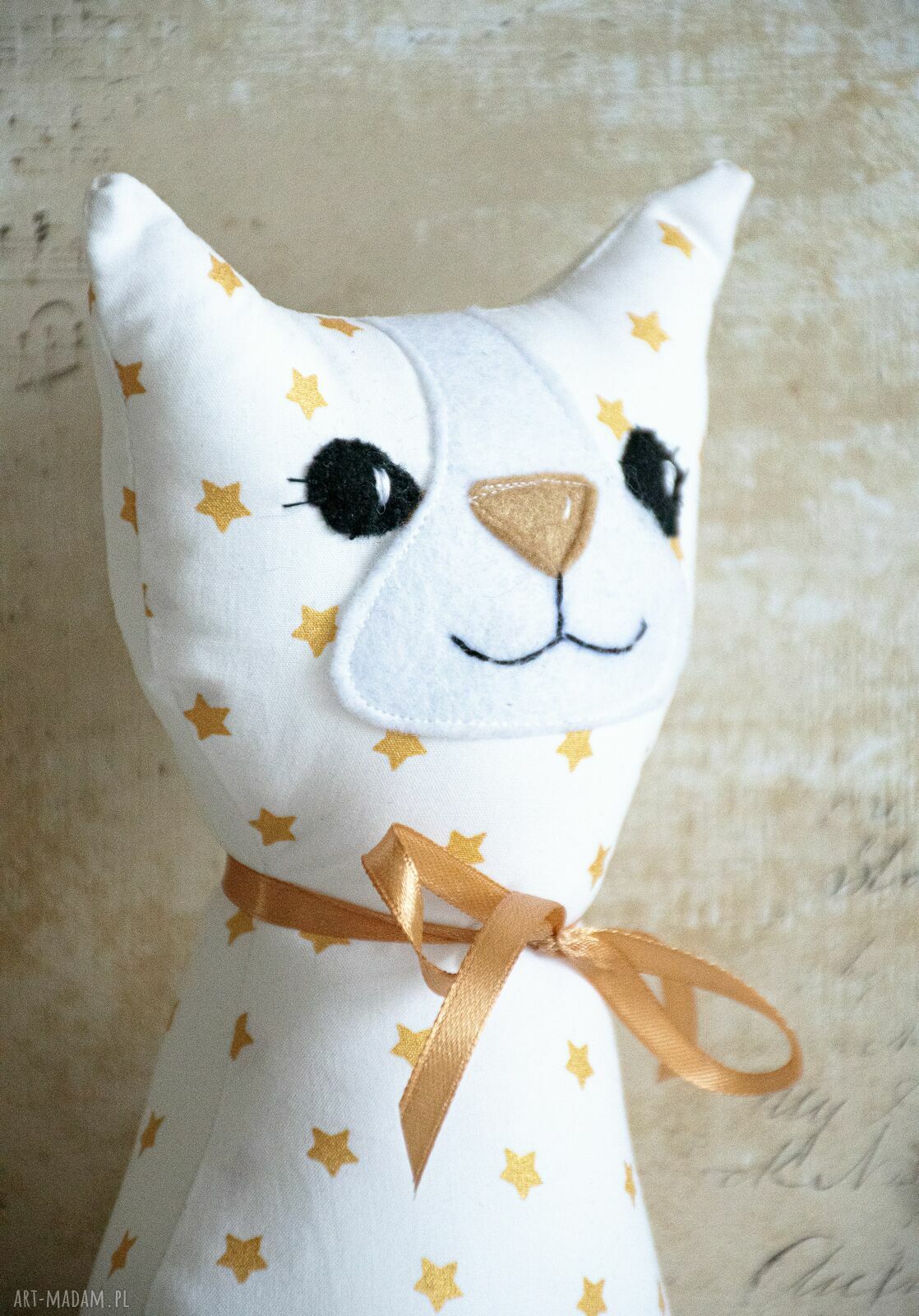 Kotek torebkowy Gwiazdeczka 25 cm - ręcznie szyta maskotka