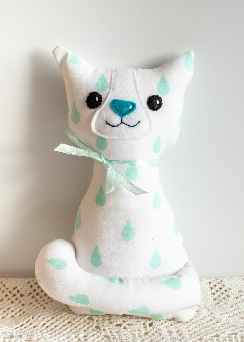 Kotek Torebkowy Turkusek 25 cm - ręcznie wyszywana maskotka