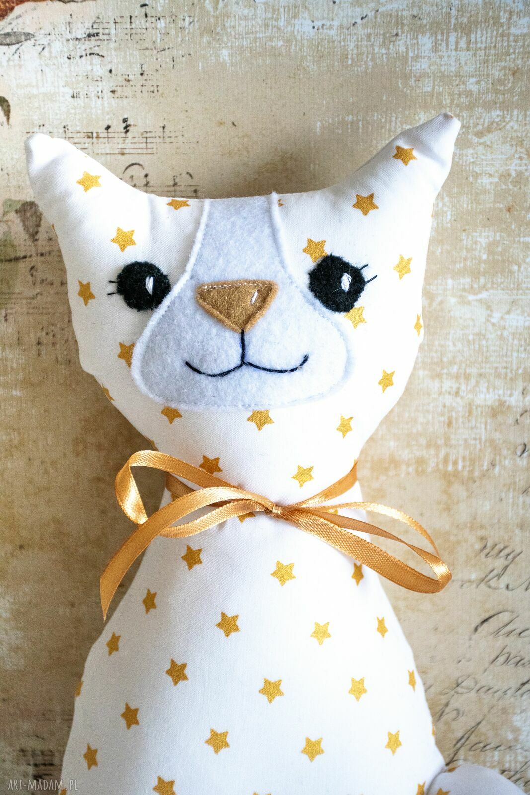 Kotek torebkowy Gwiazdeczka 25 cm - ręcznie szyta maskotka